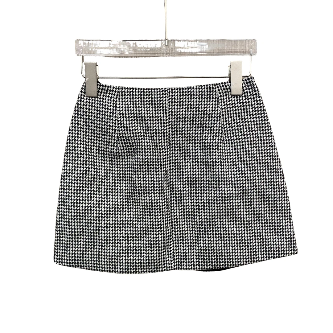新款 设计感棋盘格短裙女秋A字裙百搭时尚个性包臀裙