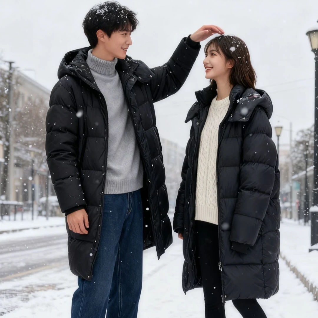 23007高端冬季保暖长款情侣款羽绒服黑色（老林专属）