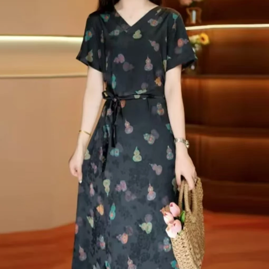 832【金福禄】高端订制连衣裙 休闲女士夏季复古宽松