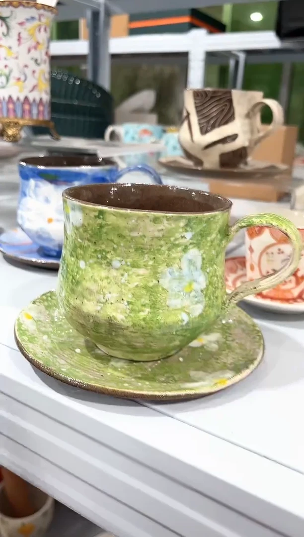 杯子陶（简装）微瑕手工咖啡杯碟一套