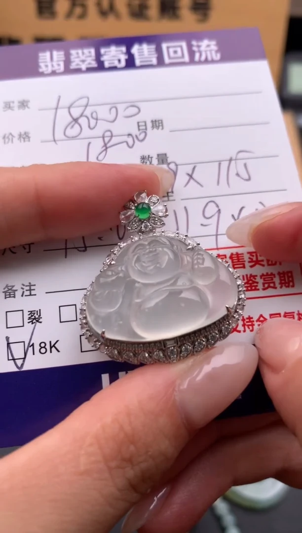 翡翠18K金镶嵌颈饰10133873