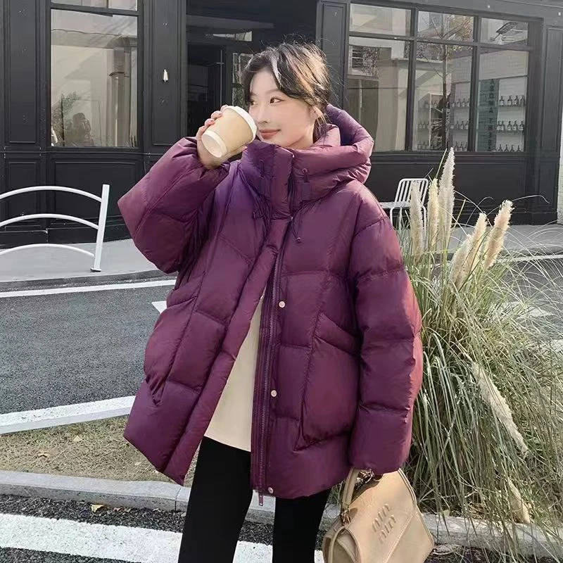 90绒~冬季泡芙感宽松连帽加厚保暖羽绒服4986