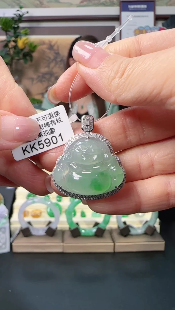 颈饰18K金镶嵌翡翠KK5901 佛公