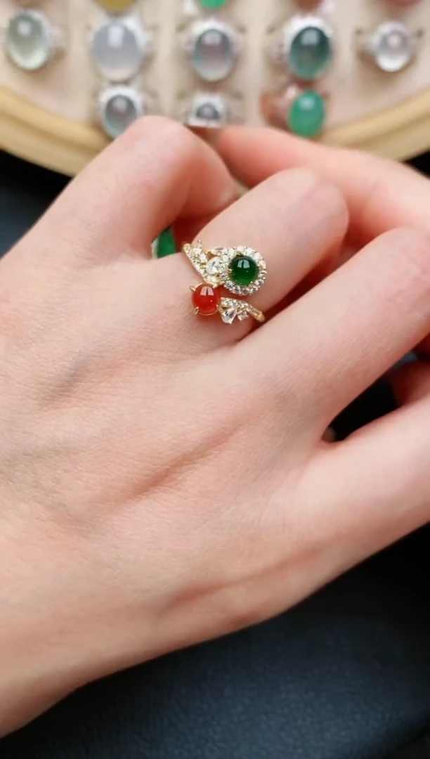 翡翠戒指银S925镶嵌...