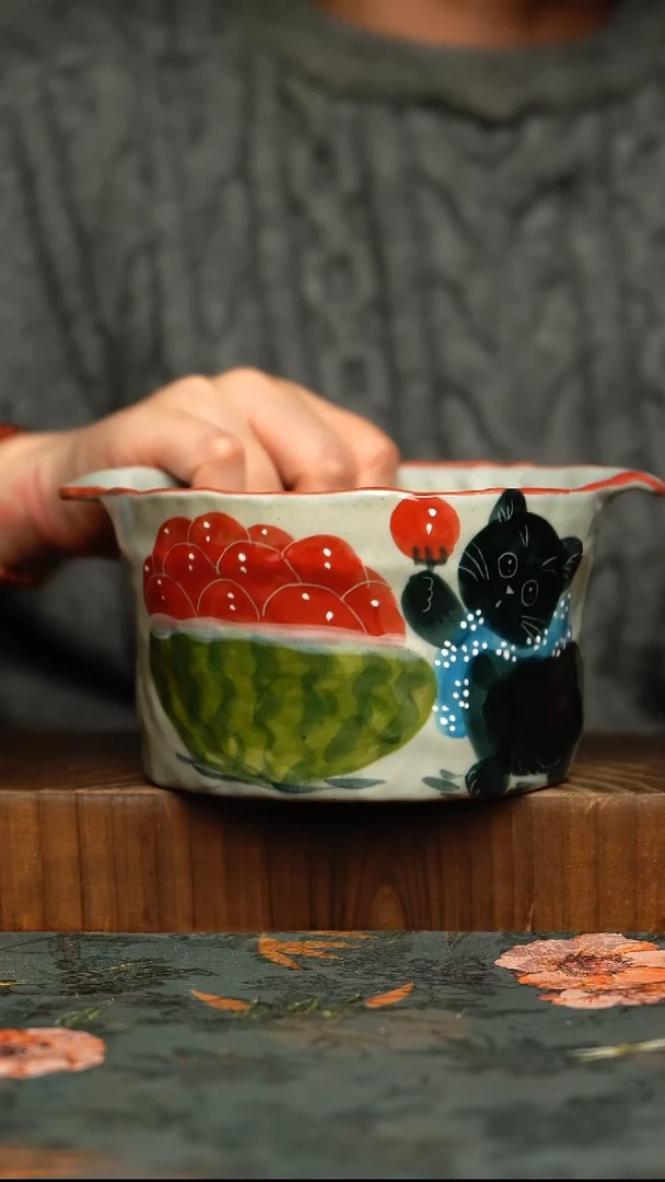 杯釉下彩手工手绘同款陶器