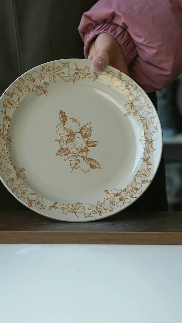 【闪购商品】陶瓷瑕疵中古复刻主菜盘23cm@4-2@