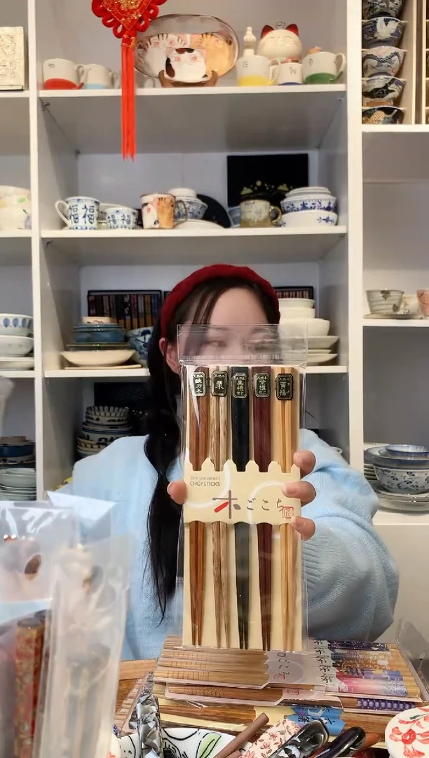 【闪购商品】耐热玻璃纯实木六角柱筷子五只装