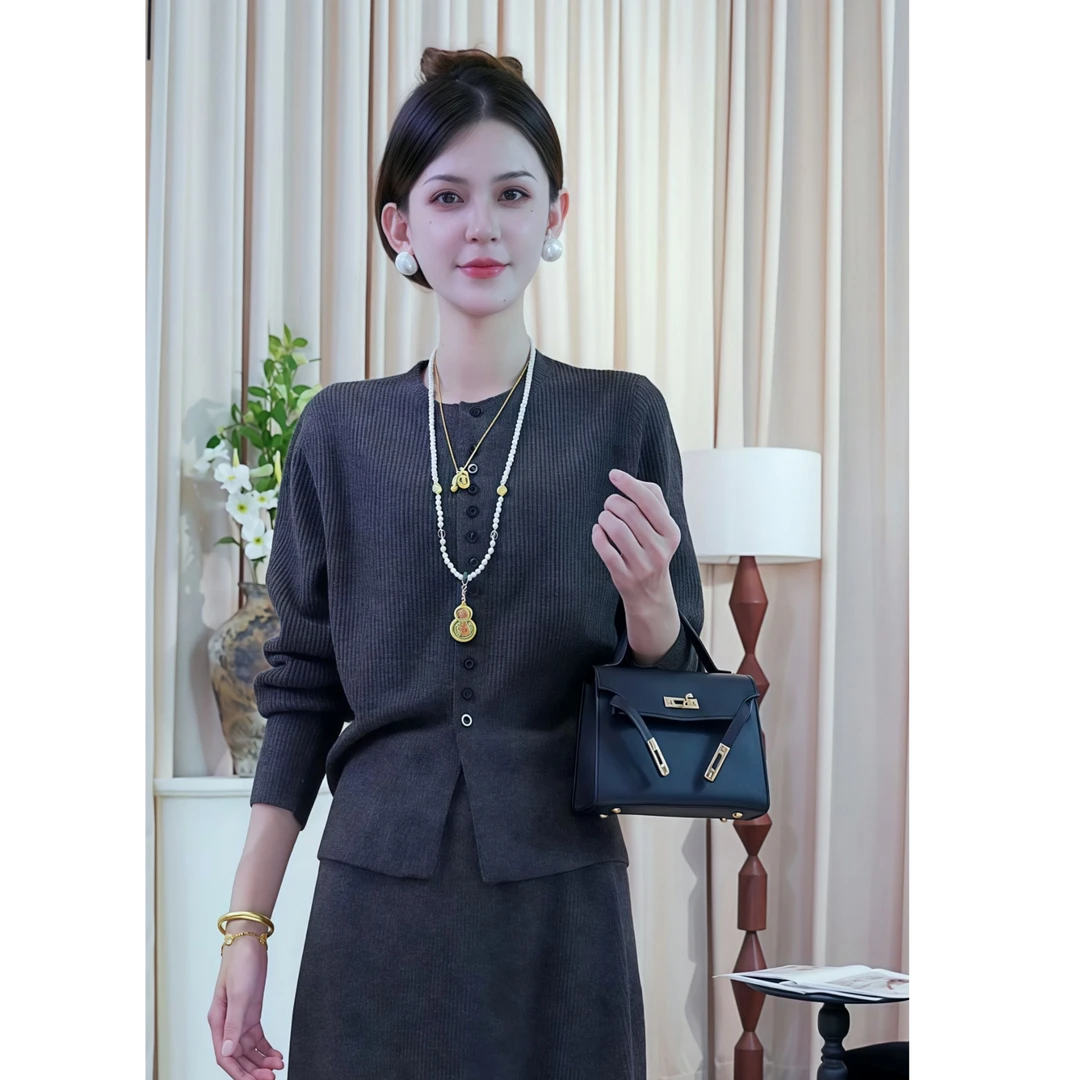 休闲风时尚套装针织女神显瘦气质长袖小香风秋冬秋季