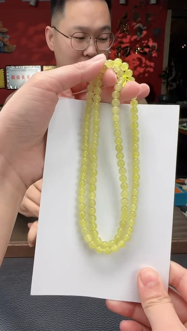 【闪购商品】和田玉颈饰未镶嵌黄口108颗多圈卡6
