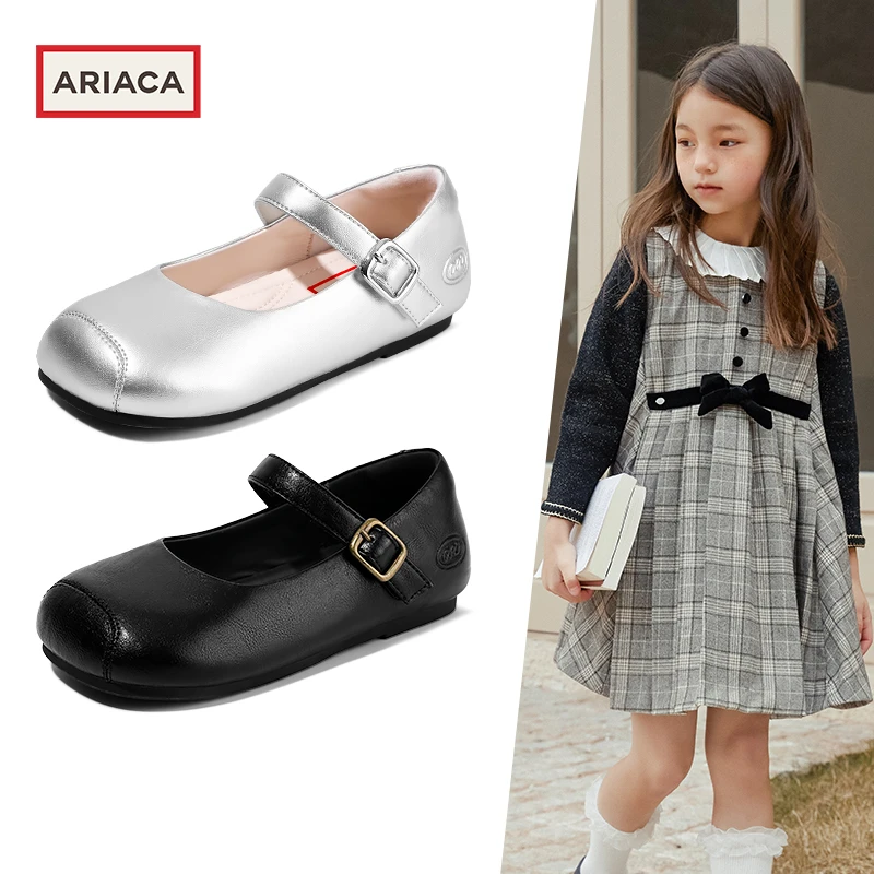 ARIACA艾芮苏童鞋女童黑皮鞋2025春季新款浅口女孩公主鞋儿童鞋子