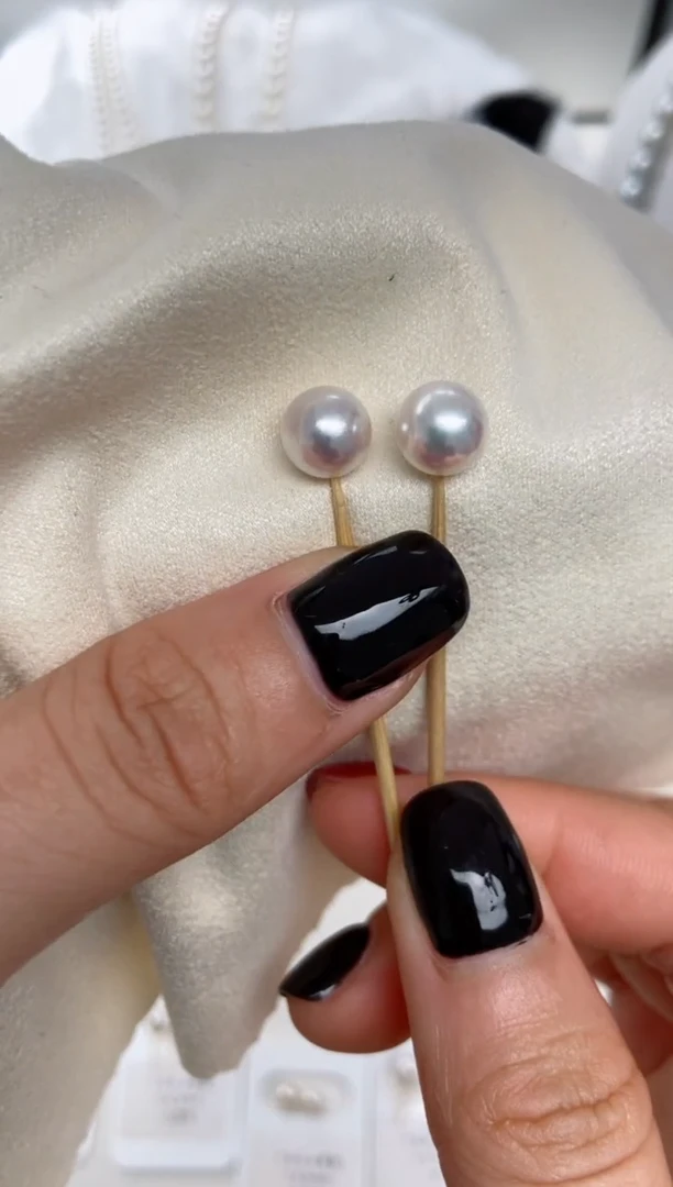 【闪购商品】海水珍珠耳钉18K金镶嵌8-8.5mm耳钉福利