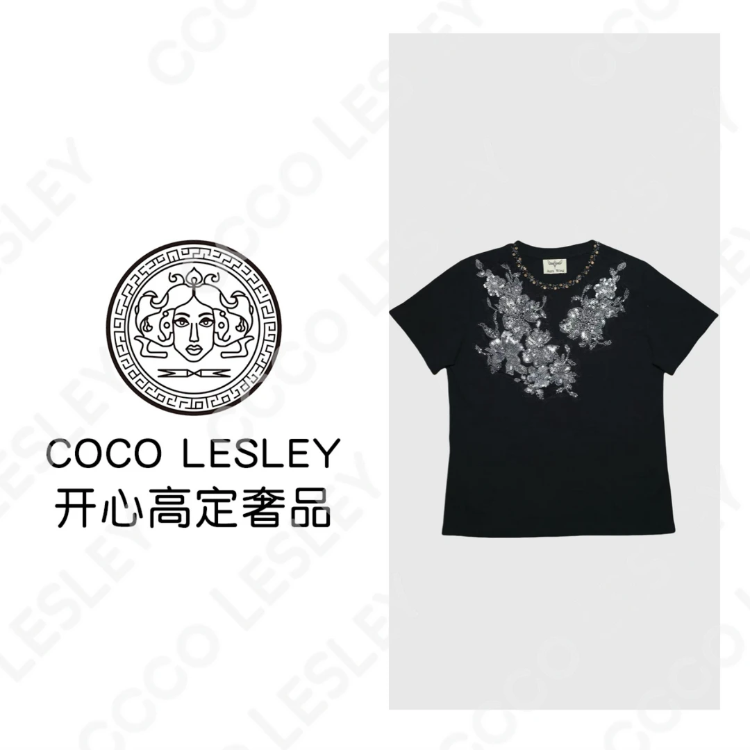 【COCO LESLEY】Aura Wing 2025欧货纯手工轻奢T恤纯棉T恤
