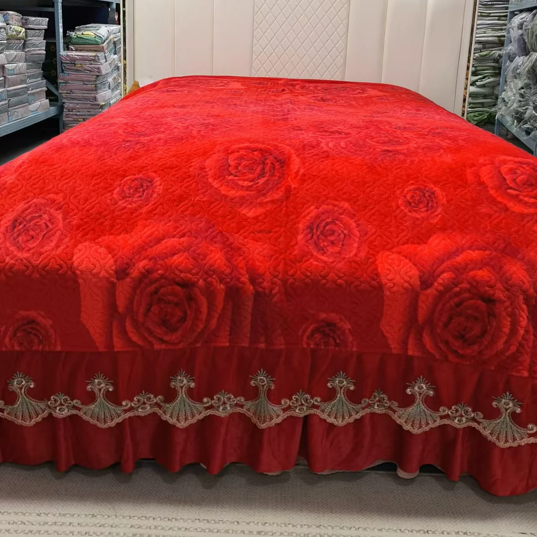 朝阳玫瑰--加厚加绒蕾丝大床裙