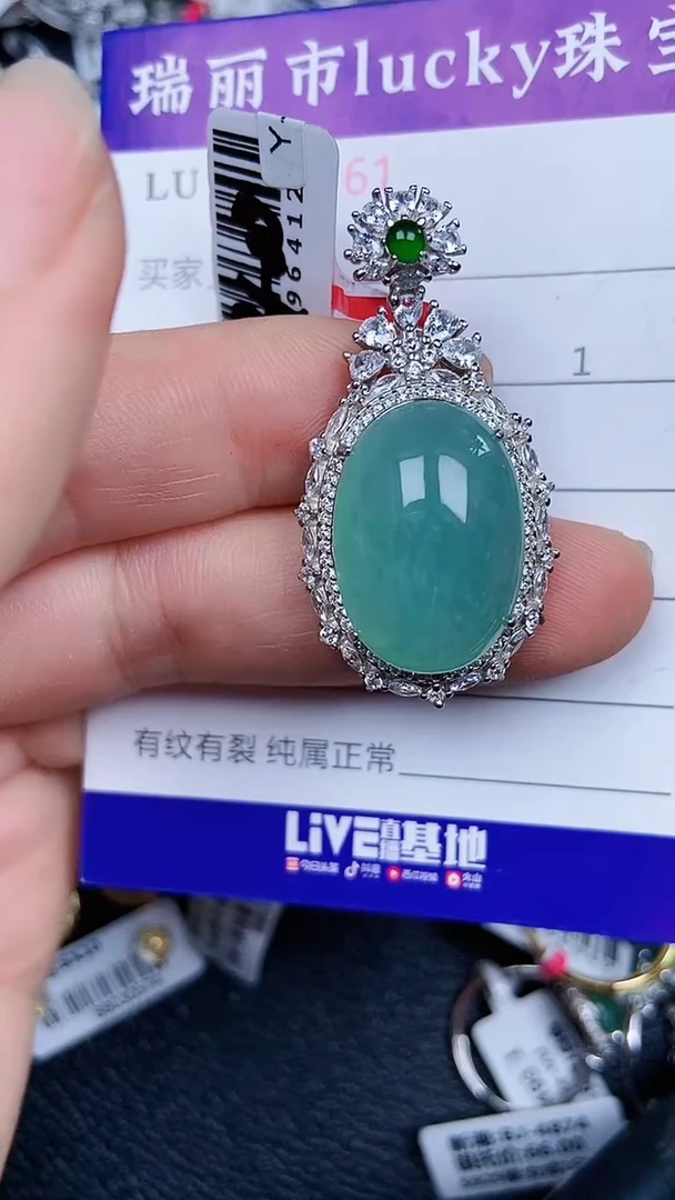 颈饰银S925镶嵌翡翠21651