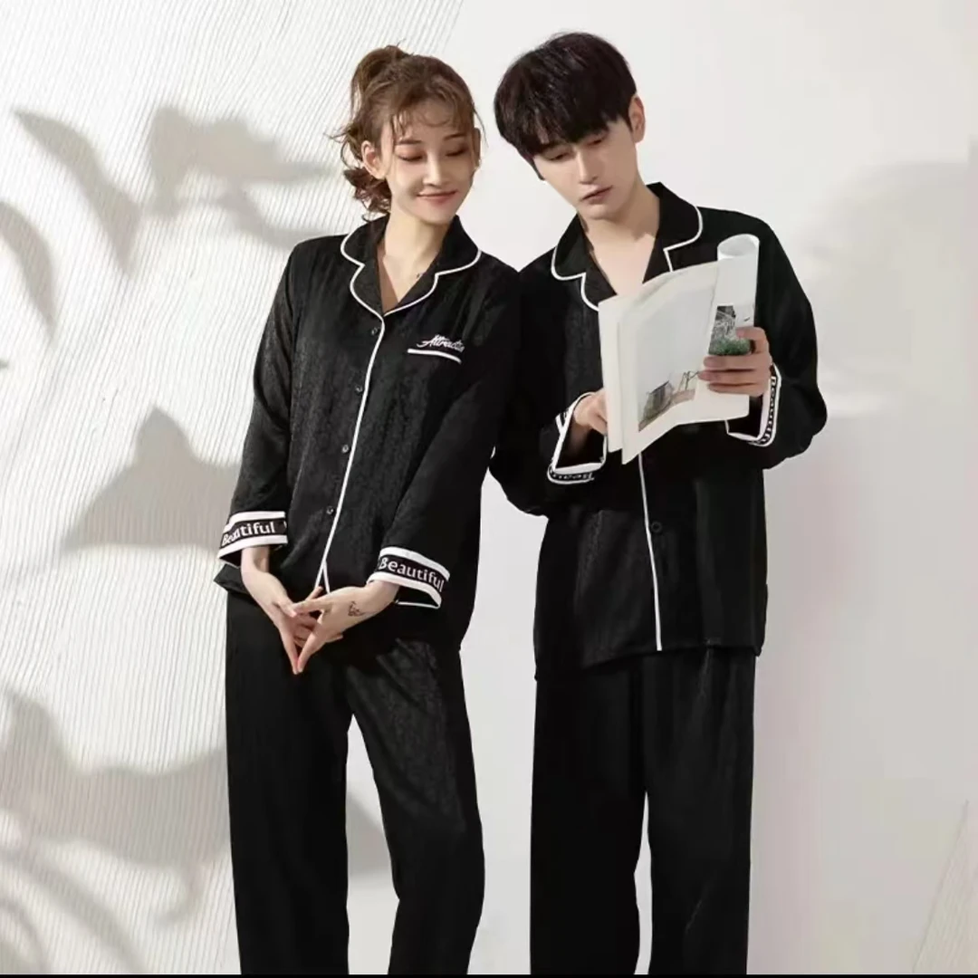 2025秋冬新款男女同款情侣长袖睡衣女士可外穿家居服