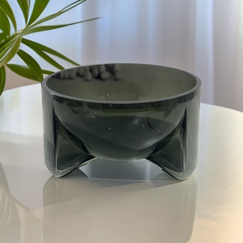私花主义Q85微瑕创意简约灰色水晶玻璃花瓶-PK