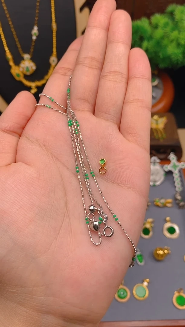 【闪购商品】翡翠项链银S925镶嵌银色可调节项链