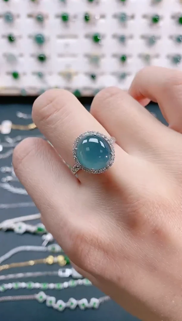 【闪购商品】翡翠戒指银S925镶嵌 天然翡翠