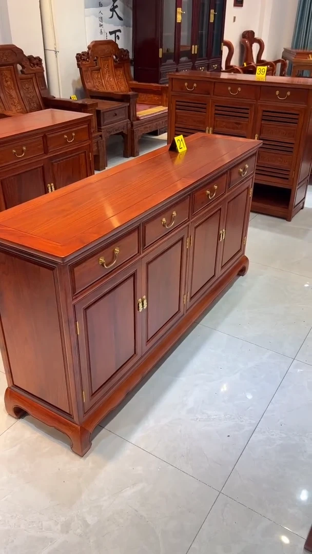 花梨木类家具启*星缅花大果紫檀餐边柜158