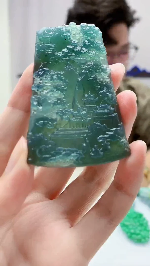 定制翡翠未镶嵌4688zm-毛货挂件山水92