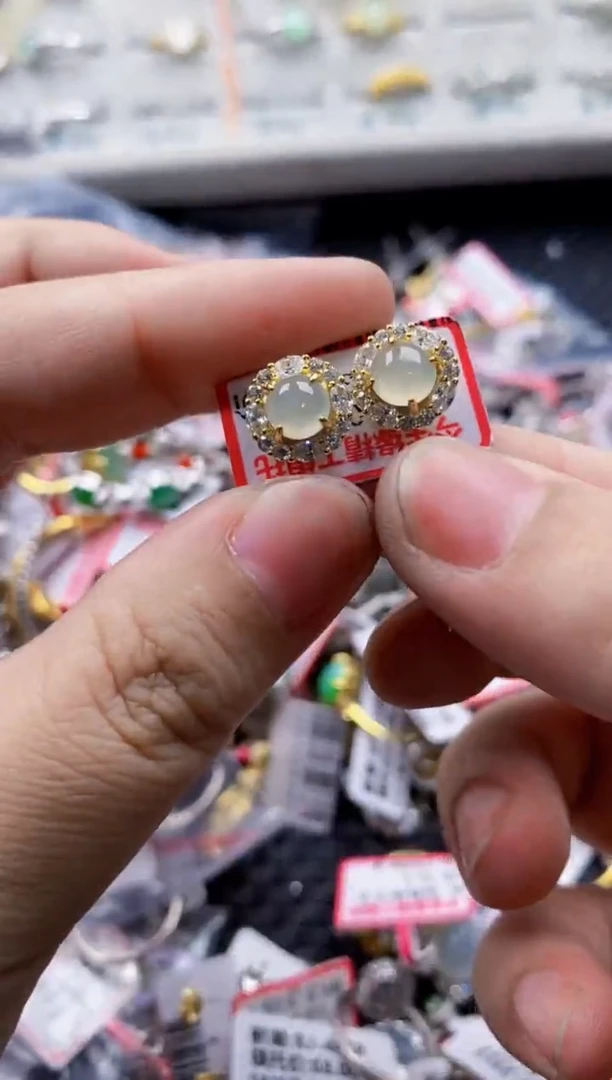 翡翠戒指银S925镶嵌16-16--7