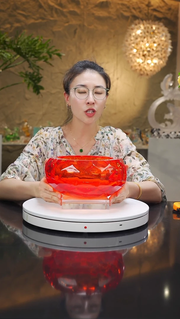 琉璃手工艺品福利红色果碗