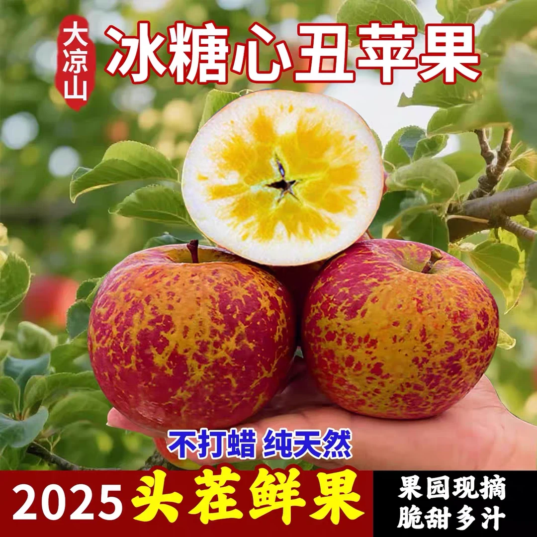 四川大凉山冰糖心丑苹果现摘现发脆甜多汁新鲜水果