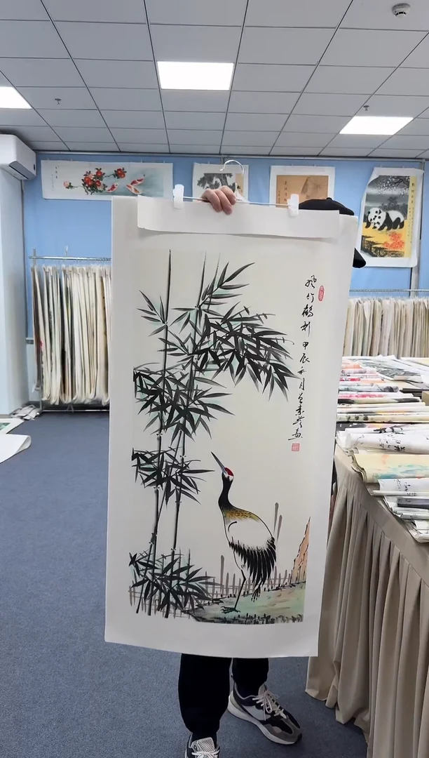 国画竹子鹤同类型随机