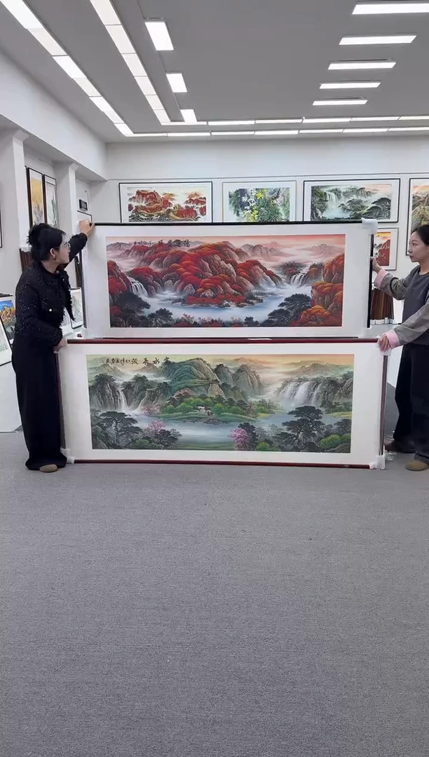 国画手绘  219*88  富水长流（包安装）