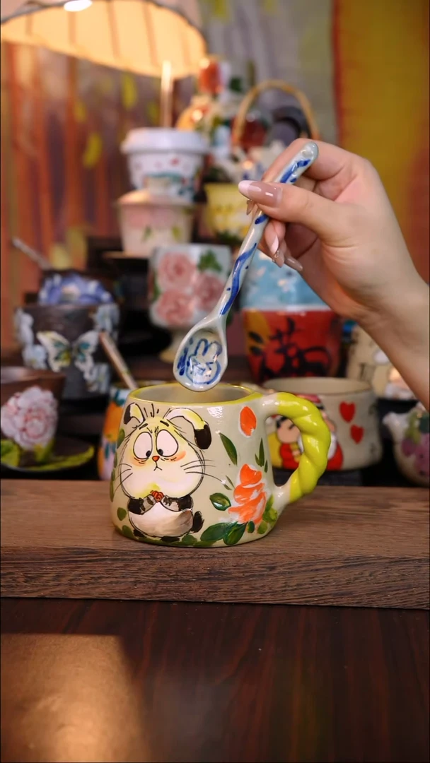 杯子陶泥垚手作 景德镇手工手绘陶瓷器物