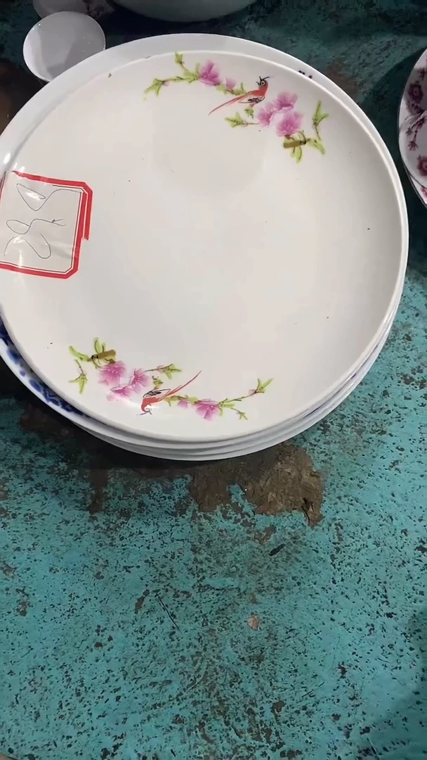 摆件水点桃花10寸大平盘