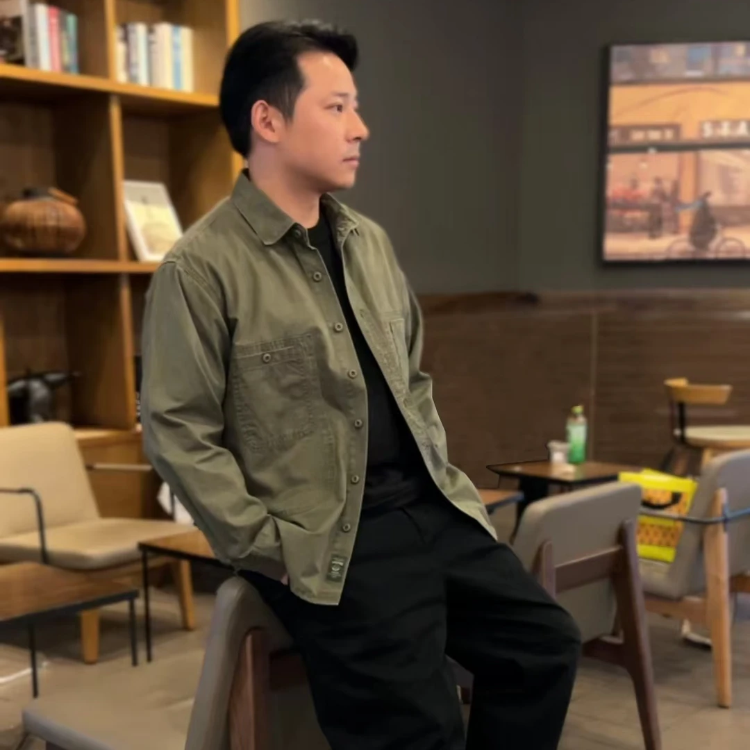 GuuRest秋季新款衬衫纯棉500G重磅复古休闲宽松长袖衬衣外套Z