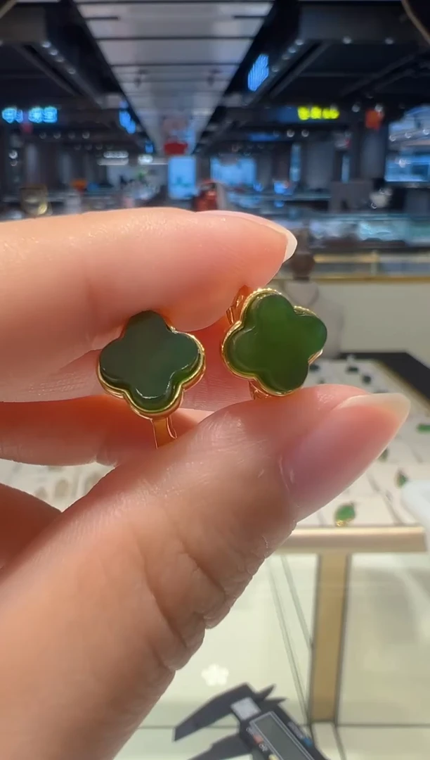 【闪购商品】和田玉耳饰银S925镶嵌07