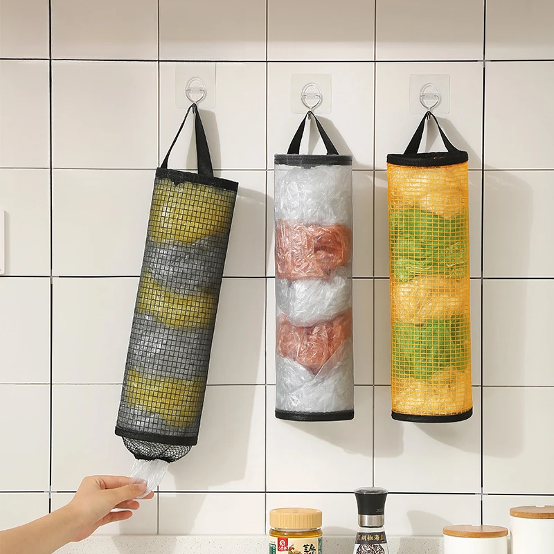 垃圾袋收纳神器厨房悬挂式垃圾袋收纳挂袋家用杂物塑料袋抽取盒