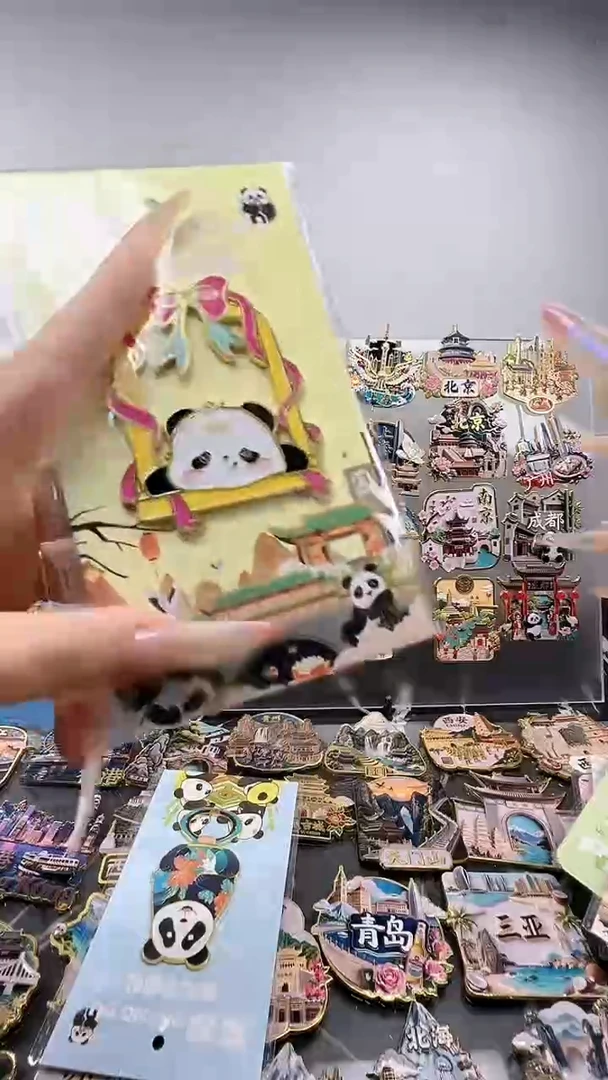 趴趴熊猫金属冰箱贴