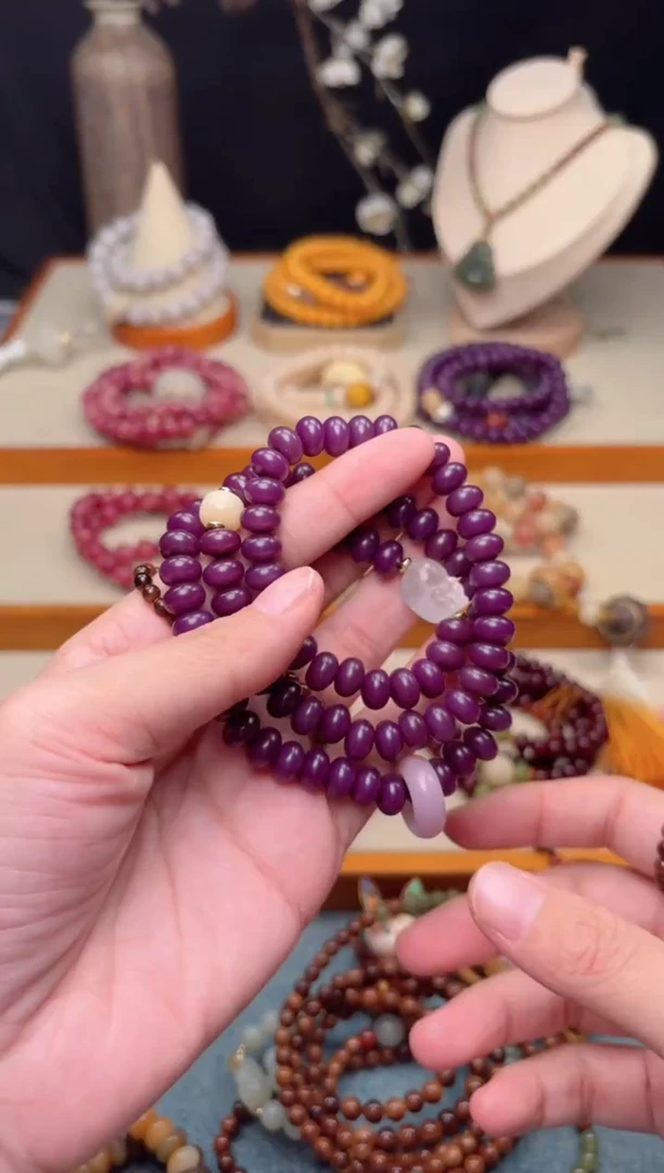 手串白玉菩提紫三圈