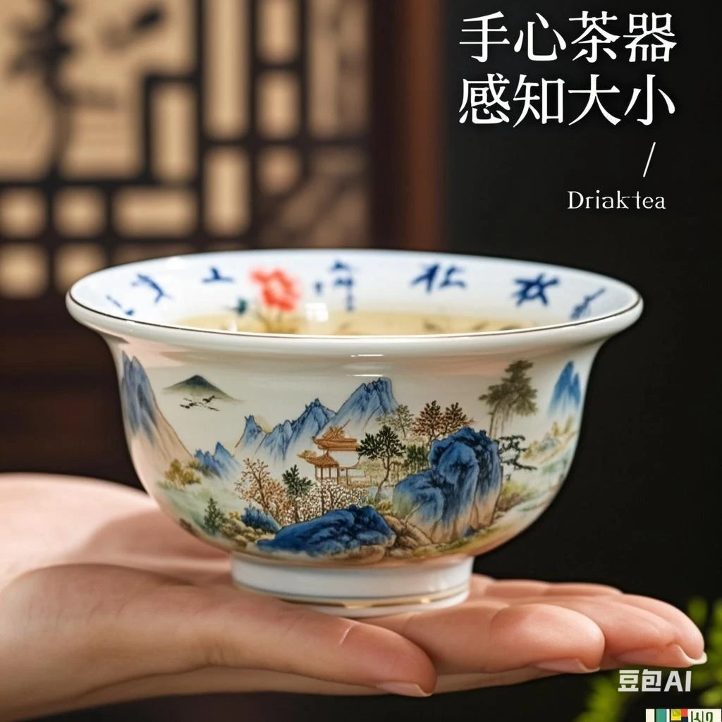 轻奢仿古青花压手杯陶瓷主人杯个人专用喝茶杯大容量茶盏品茗杯