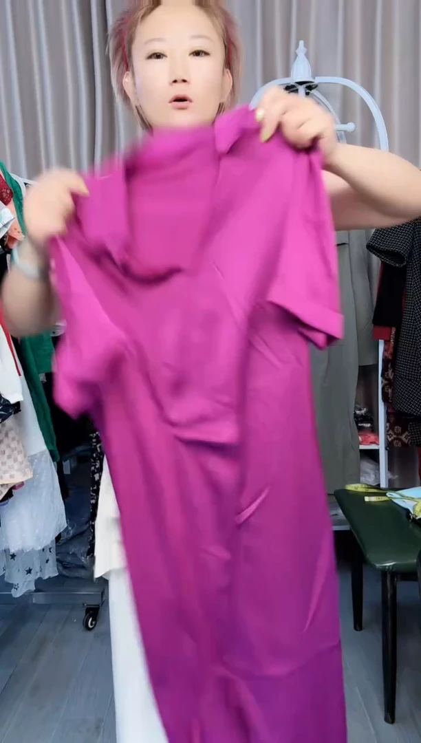 用***6高品质玫红色长裙