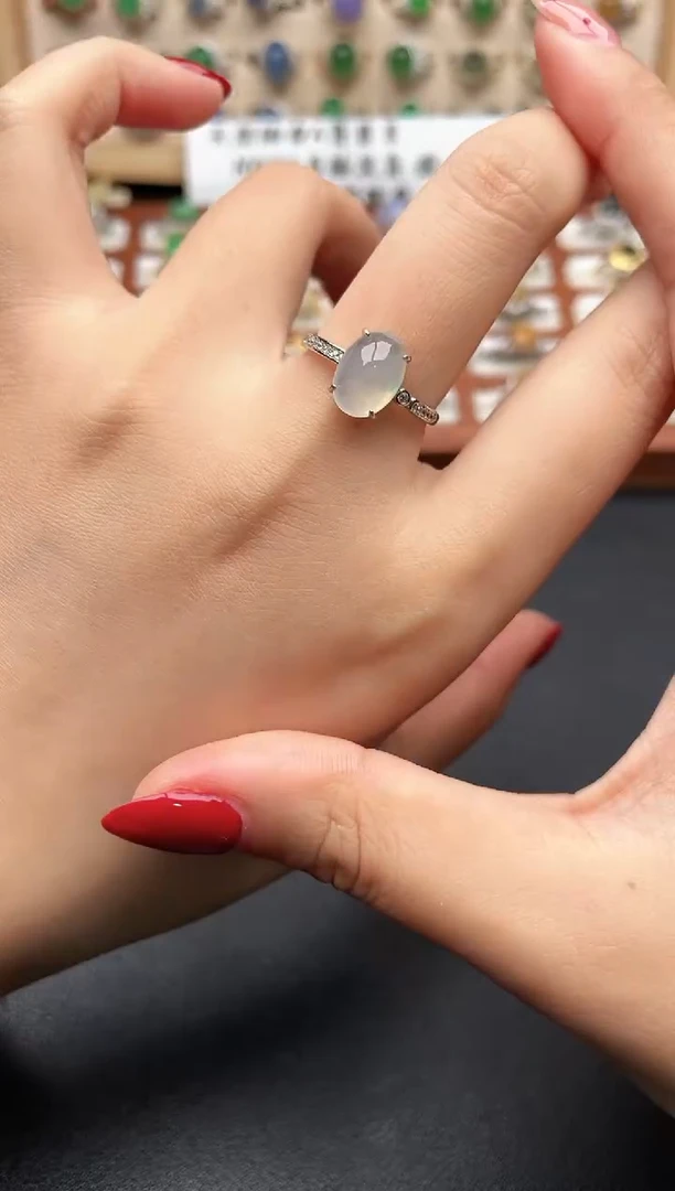 银S925镶嵌戒指翡翠一物一证一礼盒