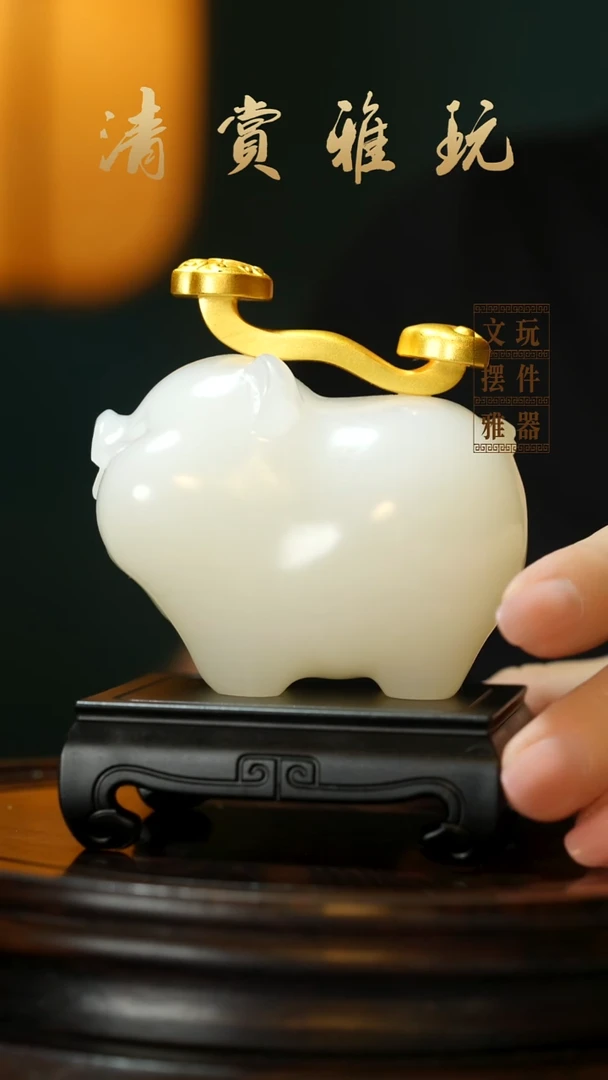 玉《诸事如意》手把件摆件