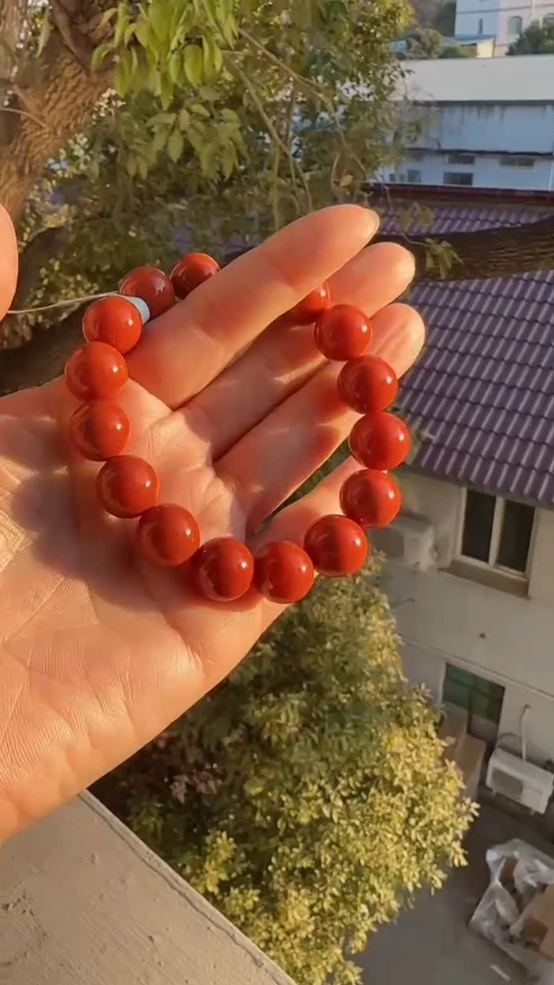 未镶嵌多样性发一件南红玛瑙【云端】柿锦红13mm保山圆珠单圈