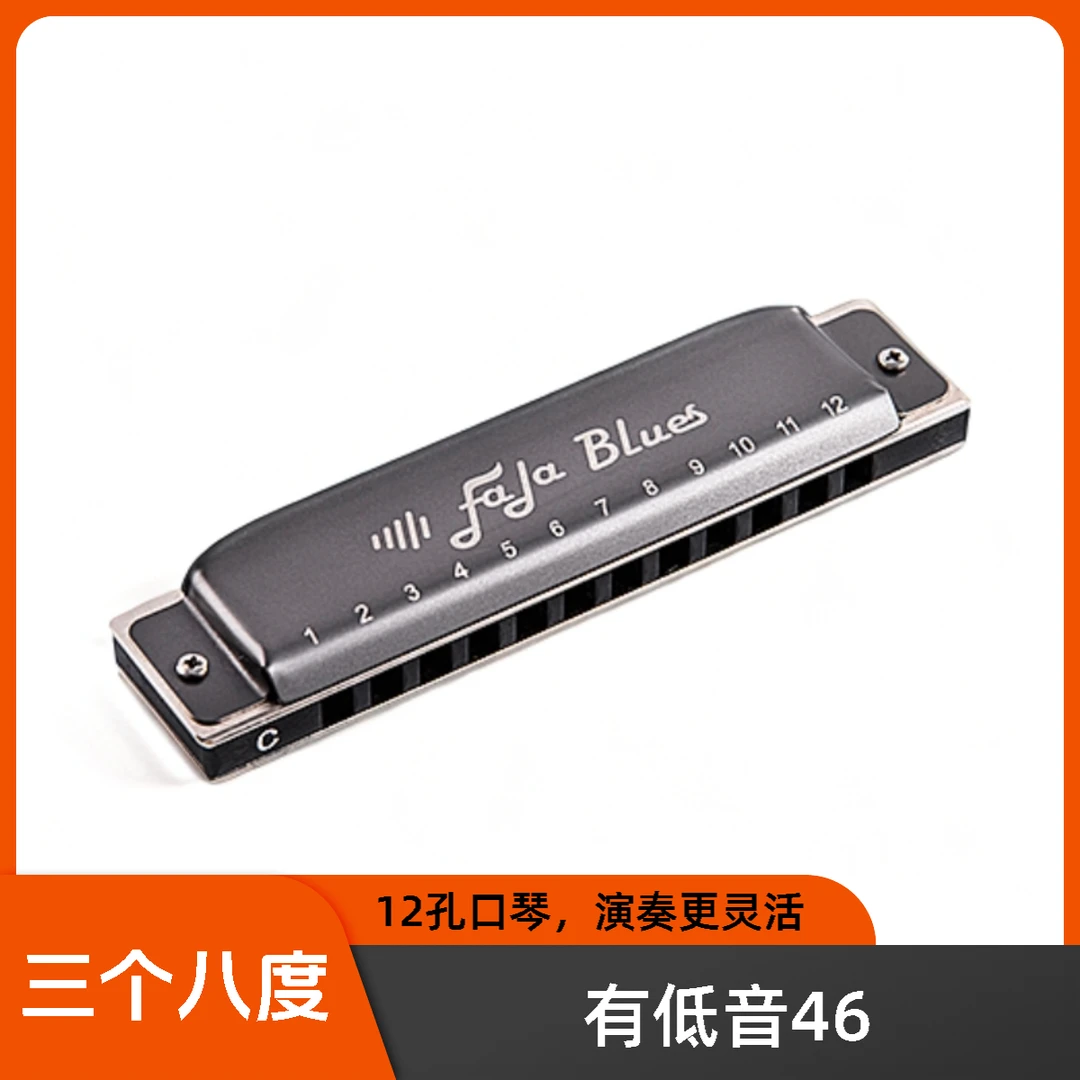 东方鼎有低音fala布鲁斯口琴12孔金属琴格成人专业演奏级练习包邮