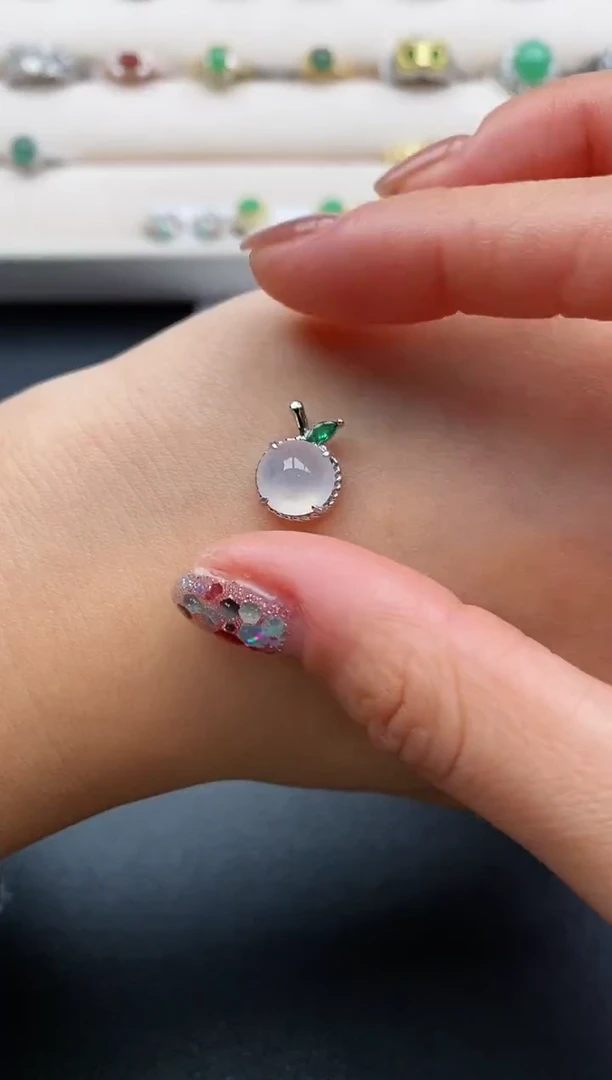 银S925镶嵌戒指翡翠天然缅甸A货翡翠22  1-10