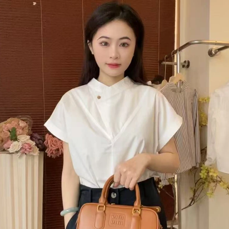 011气质高级白衬衫女装春夏新款韩系时髦小众宽松百搭上衣