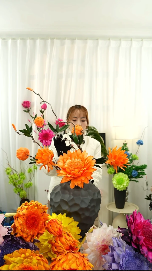 永生洋蓟  霸王花龙枣枝【爱马仕橙】A049