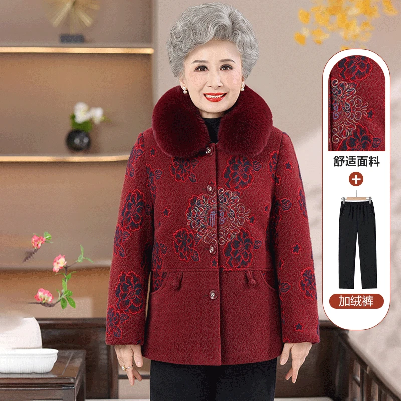 中老年奶奶装秋冬季新款长袖新中式妈妈装加绒加厚2025长袖外套