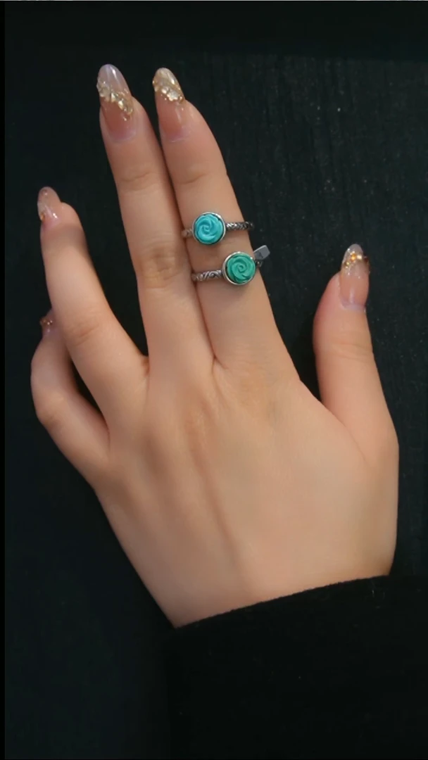 银S925镶嵌绿松石戒指多样性发货一件