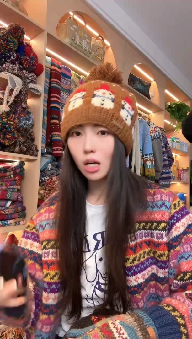 羊毛橘色雪人羊毛帽子
