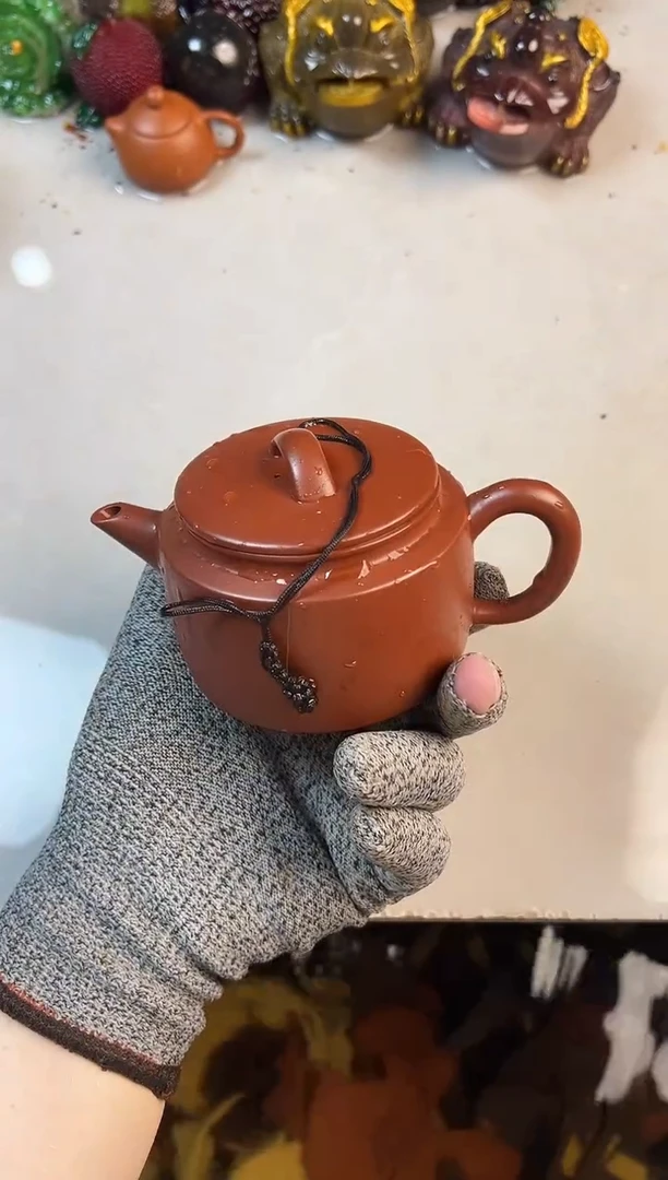 朱泥大红袍汉瓦壶+壶绳