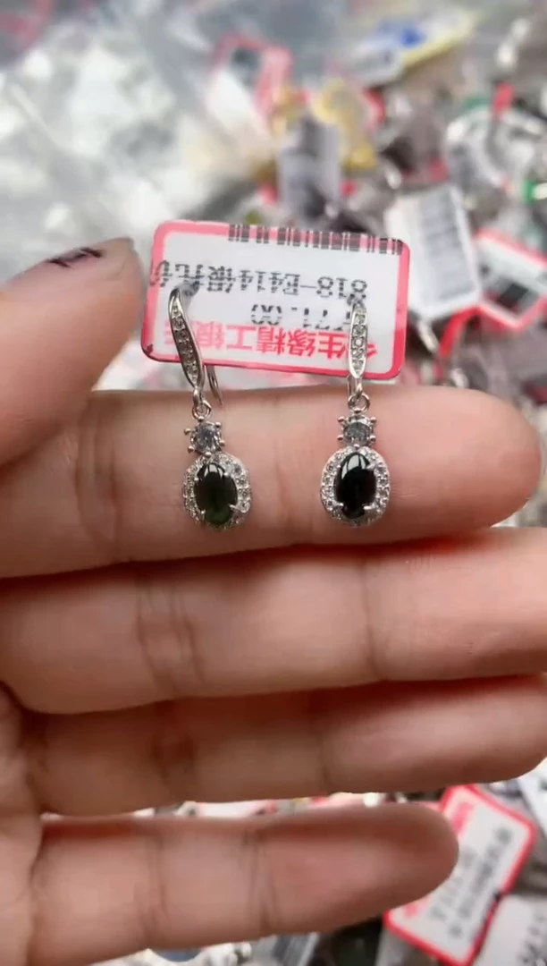 银S925镶嵌戒指翡翠天然A货缅甸翡翠